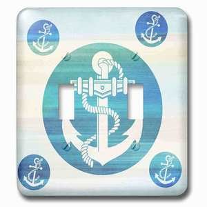 Jazzy Wallplates - Wallplate with Anchor in aqua circles nautical beach theme art