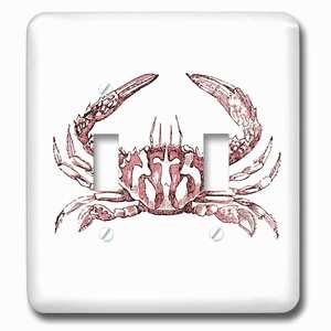Jazzy Wallplates - Wallplate with Red crab drawing nautical beach sea ocean theme vintage art