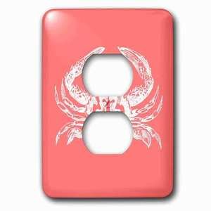 Jazzy Wallplates - Wallplate with White crab on coral red aquatic marine biology nautical beach sea