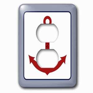 Jazzy Wallplates - Wallplate with Red and Blue Nautical Anchor Design