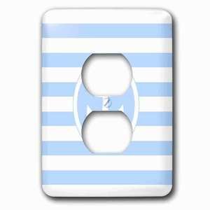 Jazzy Wallplates - Wallplate with Nautical anchor circle design on light blue and white striped Stripes
