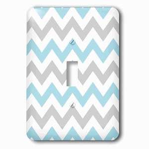 Jazzy Wallplates - Wallplate with Gray and baby blue Chevron zig zag pattern stylish pastel zigzags