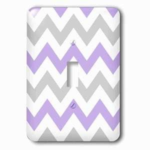 Jazzy Wallplates - Wallplate with Lilac and grey Chevron zig zag pattern gray white purple zigzag stripe