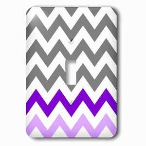 Jazzy Wallplates - Wallplate with Charcoal grey chevron with purple zig zag accent gray zigzag pattern