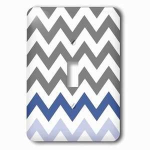 Jazzy Wallplates - Wallplate with Charcoal grey chevron with blue zig zag accent gray zigzag pattern