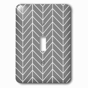 Jazzy Wallplates - Wallplate with Charcoal Grey herringbone gray chevron arrow feather inspired pattern