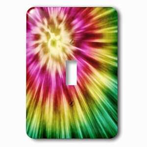 Jazzy Wallplates - Wallplate with Tie Dye Green starburst tie dye design in green yellow and red