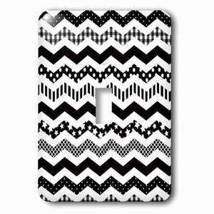 Jazzy Wallplates - Wallplate with Black and White Chevron zigzag pattern with a twist patterned zig zags