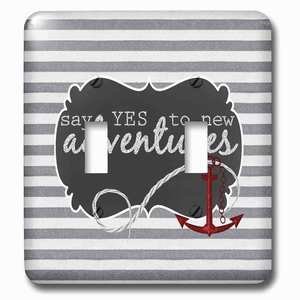 Jazzy Wallplates - Wallplate with Anchors Away Nautical Themed Stripes in Gray, White and Red