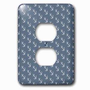 Jazzy Wallplates - Wallplate with Gray and Blue Sailboat Anchors Pattern
