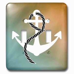 Jazzy Wallplates - Wallplate with Print of White Anchor With Rope On Aqua And Amber