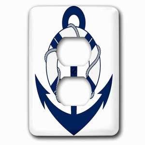 Jazzy Wallplates - Wallplate with Blue and White Sailing Anchor With Life Saver