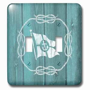 Jazzy Wallplates - Wallplate with White Flag with Anchor Detail and Knotted Ropenot real wood