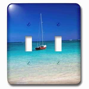 Jazzy Wallplates - Wallplate with USA, Hawaii, Oahu, Sail Boat at Anchor in Blue Water With Swimmer