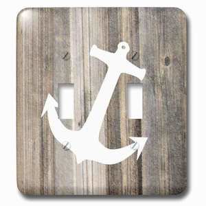 Jazzy Wallplates - Wallplate with Image of White Anchor On Weathered Planks