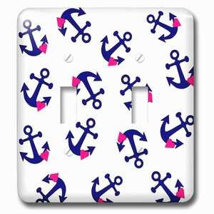 Jazzy Wallplates - Wallplate with Image of Nautical Anchor With Hearts Repeat Pattern