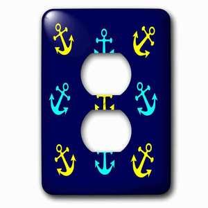 Jazzy Wallplates - Wallplate with Image of Blue And Yellow Anchors On Navy Blue