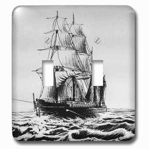 Jazzy Wallplates - Wallplate with Victorian Anchored Magic Lantern Maritime Tall Sailing Ship No. 1