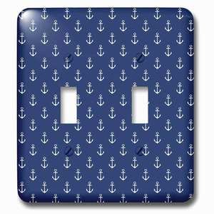 Jazzy Wallplates - Wallplate with White Sailboat Anchors On Blue Background