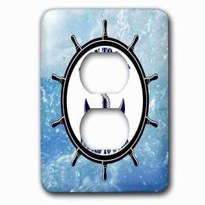 Jazzy Wallplates - Wallplate with Born to sail. Forced to work. Blue sea. Ocean. Anchor. Boat.