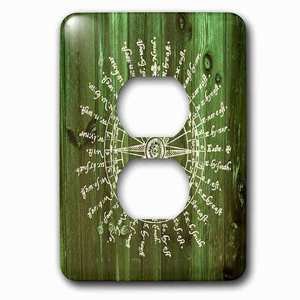 Jazzy Wallplates - Wallplate with Antique Nautical Compass in White on Green Wood Effectnot real wood