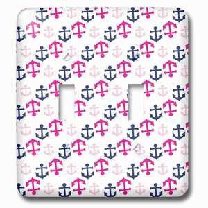 Jazzy Wallplates - Wallplate with Cute Pink and Dark Blue Nautical Sailing Anchors Pattern