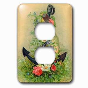 Jazzy Wallplates - Wallplate with Image of Vintage Anchor Covered In Flowers