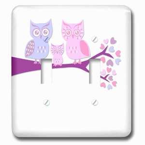 Jazzy Wallplates - Switchplate With Cute Owl Family With Baby Girl