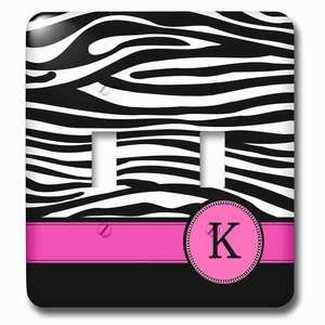 Jazzy Wallplates - Switch Plate With Hot Pink Personalized Letter "K" Monogrammed