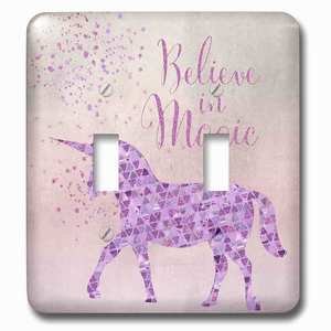 Jazzy Wallplates - Wallplate With Glittering Unicorn And Test Believe In Magic