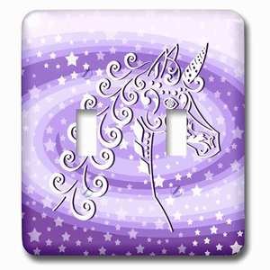 Jazzy Wallplates - Wallplate With Magical Unicorn And Stars On Purple Swirl