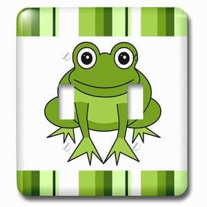 Jazzy Wallplates - Wallplate With Cute Happy Green Frog With Stripes