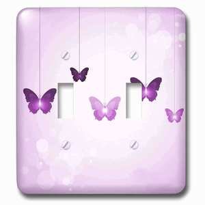 Jazzy Wallplates - Wallplate With Dark And Light Purple Dangling Butterflies