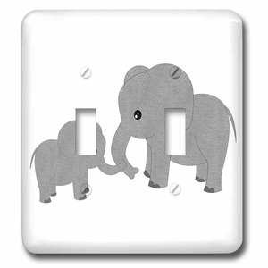 Jazzy Wallplates - Wall Plate With Mom And Baby Elephant