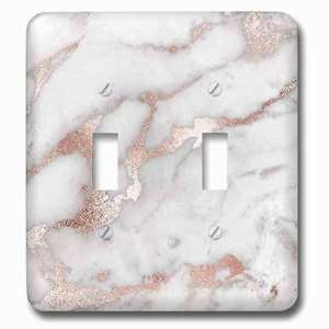 Jazzy Wallplates - Wallplate With Image Of Chic Gray Trendy Copper Rose Gold Marble Agate Gemstone Rock Quartz