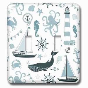 Jazzy Wallplates - Switchplate With Blue And White Nautical Octopus, Boat, Anchor