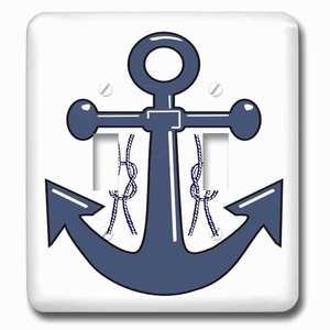 Jazzy Wallplates - Wallplate With Navy Blue Anchor And Nautical Knots
