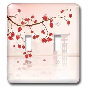 Jazzy Wallplates - Switchplate With Japanese Sakura Red Cherry Blossoms Branching Reflecting Over Water
