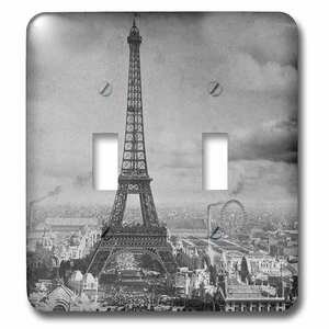 Jazzy Wallplates - Wallplate With Eiffel Tower Paris France 1889 Black And White