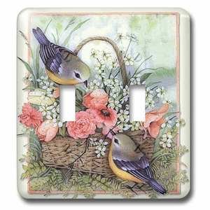 Jazzy Wallplates - Switch Plate With Sparrows In A Basket Of Roses
