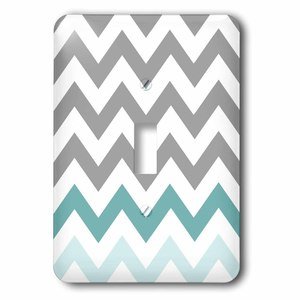 Jazzy Wallplates - Wall Plate With Grey Chevron With Mint Turquoise Zig Zag Accent