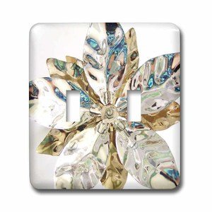 Jazzy Wallplates - Wall Plate With Silver Petals On White
