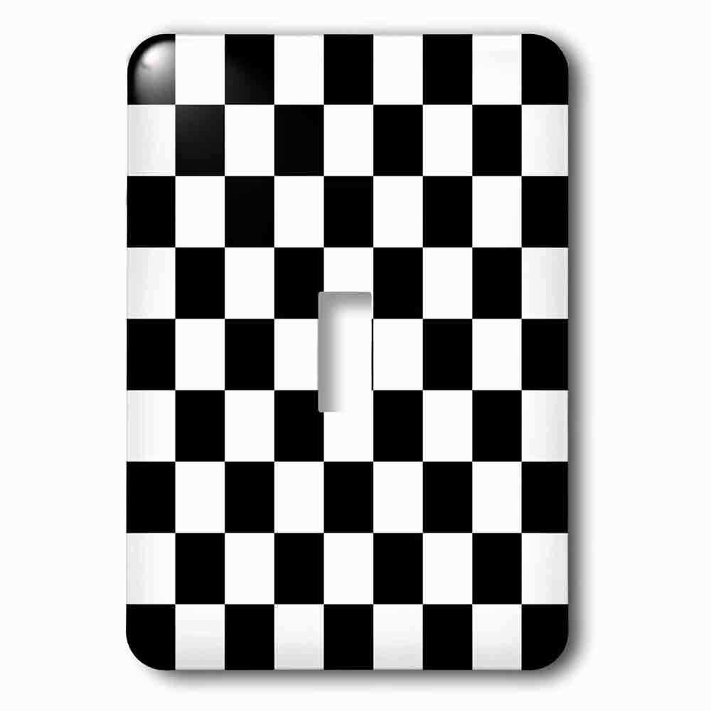 Single Toggle Wallplate With Check Black And White Pattern Checkered Checked Squares Chess Checkerboard Or Racing Car Race Flag