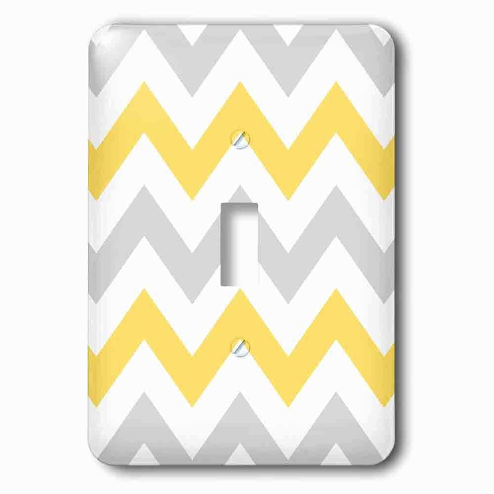 Single Toggle Wallplate With Yellow And Grey Chevron Zig Zag Pattern Gray White Zigzag Stripes