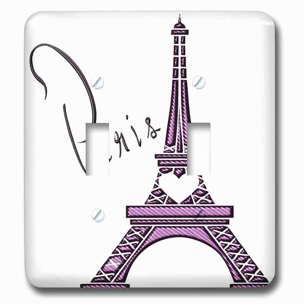 Double Toggle Wallplate With Purple Gel Effect One Dimensional Eiffel Tower With The Word Paris