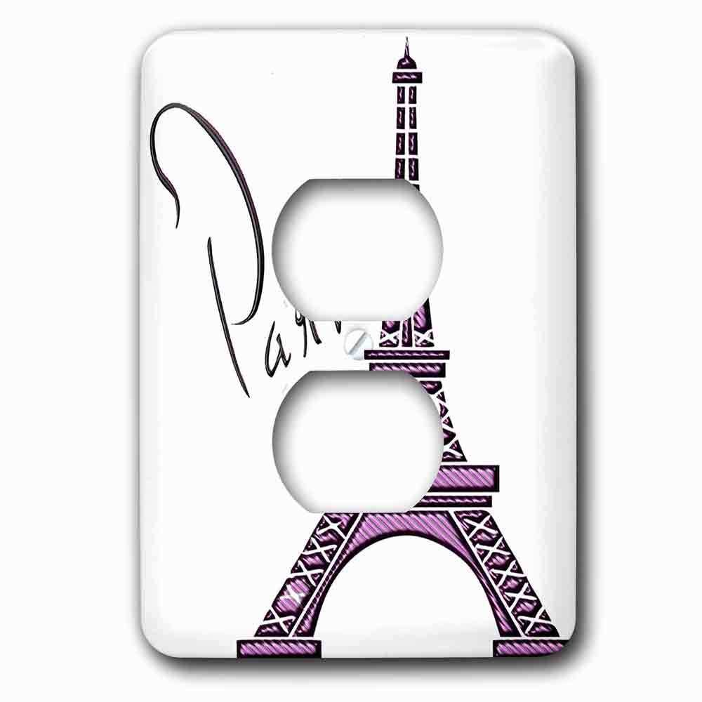 Single Duplex Outlet With Purple Gel Effect One Dimensional Eiffel Tower With The Word Paris