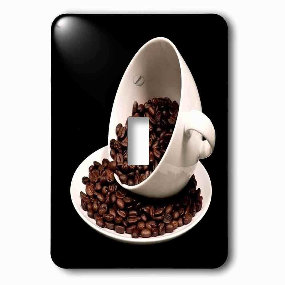 Single Toggle Wallplate With Photograph Of A Coffee Cup Full Of Coffee Beans Spilling Over