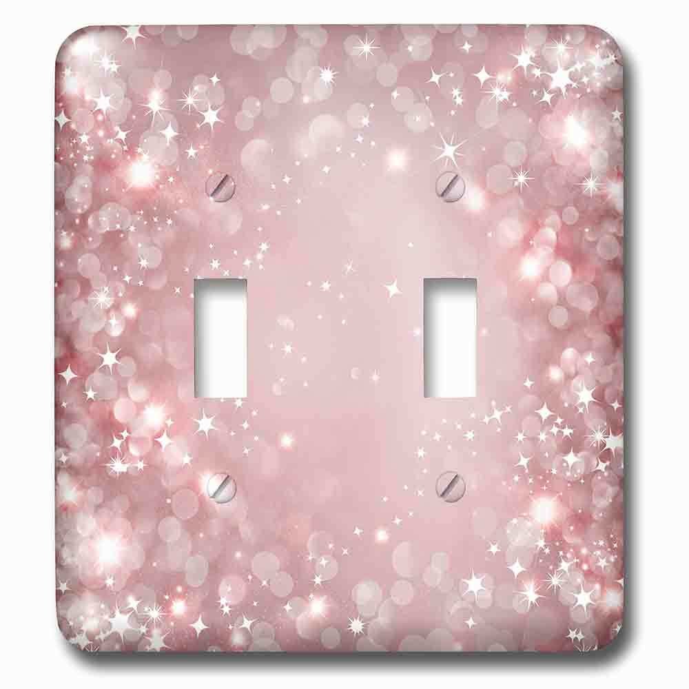 Double Toggle Wallplate With White And Pink Sparkle Bokeh With Stars