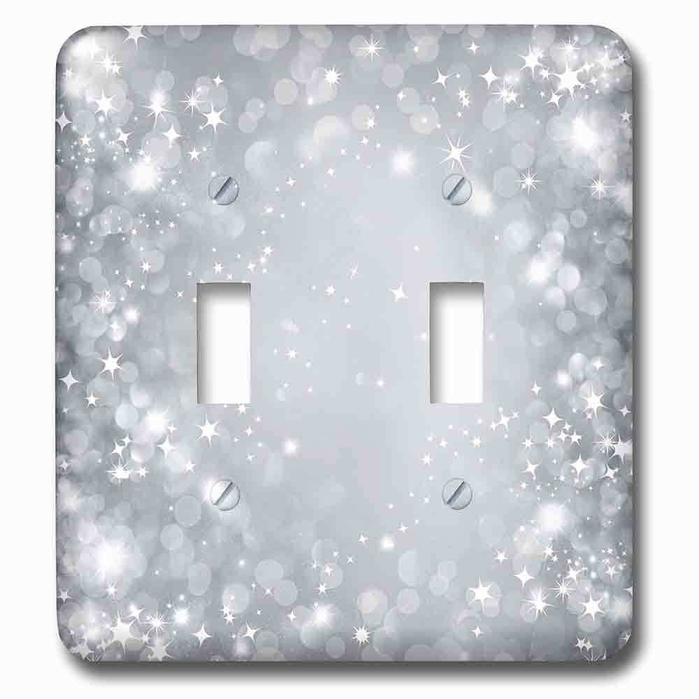 Double Toggle Wallplate With White And Gray Sparkle Bokeh With Stars