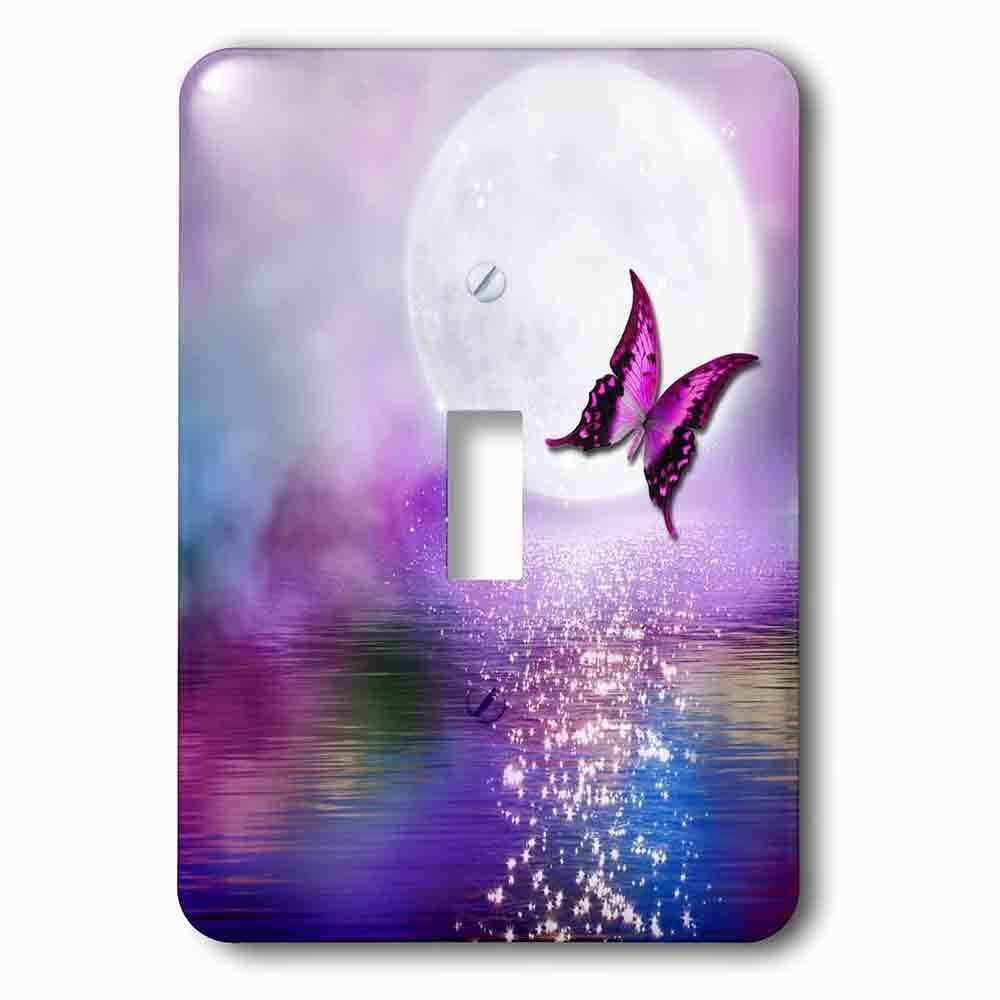 Single Toggle Wallplate With Purple Lake In The Moonlight With Butterfly